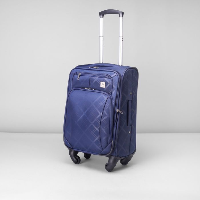 Чемодан малый 20", с расширением, 4 колеса, цвет синий