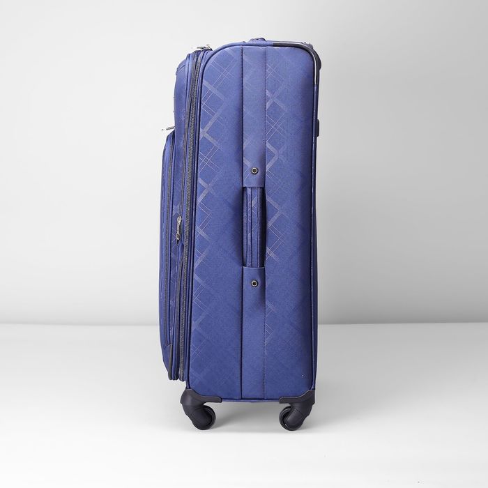 Чемодан большой с расширением 28", отдел на молнии, 2 наружных кармана, 4 колеса, цвет синий