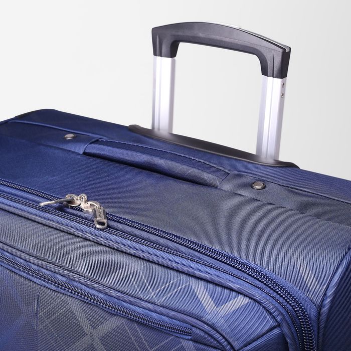 Чемодан большой с расширением 28", отдел на молнии, 2 наружных кармана, 4 колеса, цвет синий