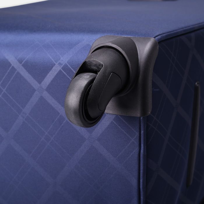 Чемодан большой с расширением 28", отдел на молнии, 2 наружных кармана, 4 колеса, цвет синий