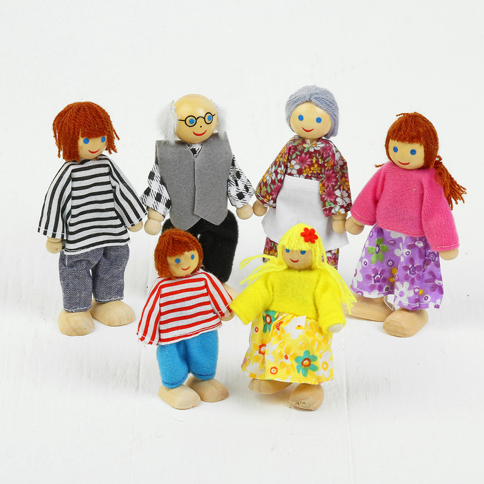 Набор деревянных кукол, семья, 6 шт.