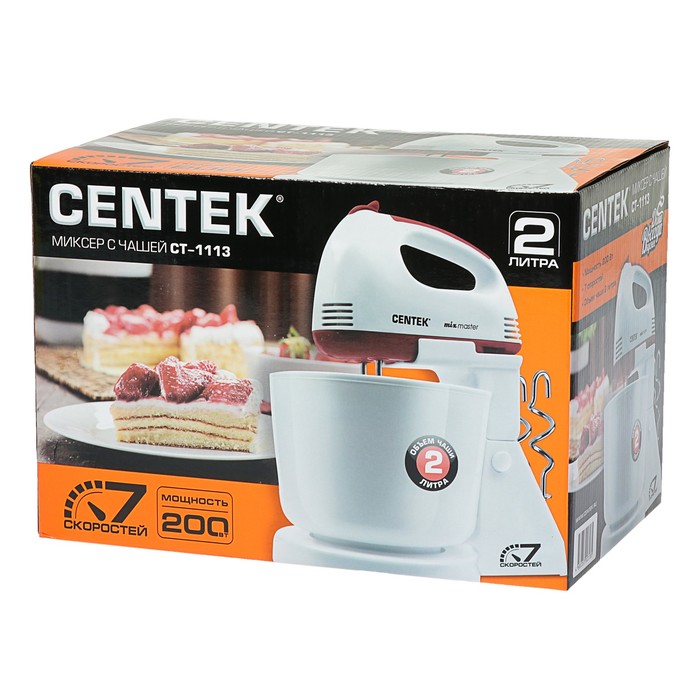Миксер Centek CT-1113, 200 Вт, кнопка отсоединения насадок