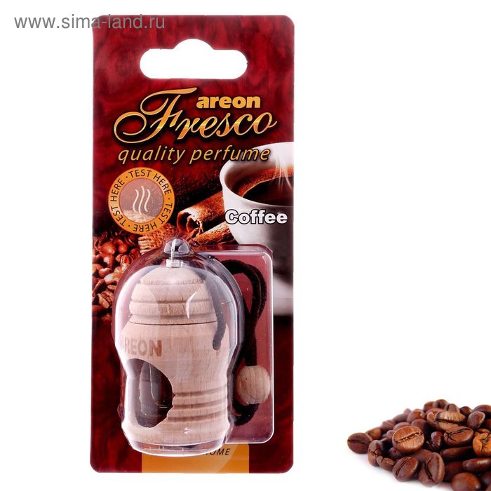 Ароматизатор Areon FRESCO, кофе автомобильный ароматизатор areon fresco красное яблоко
