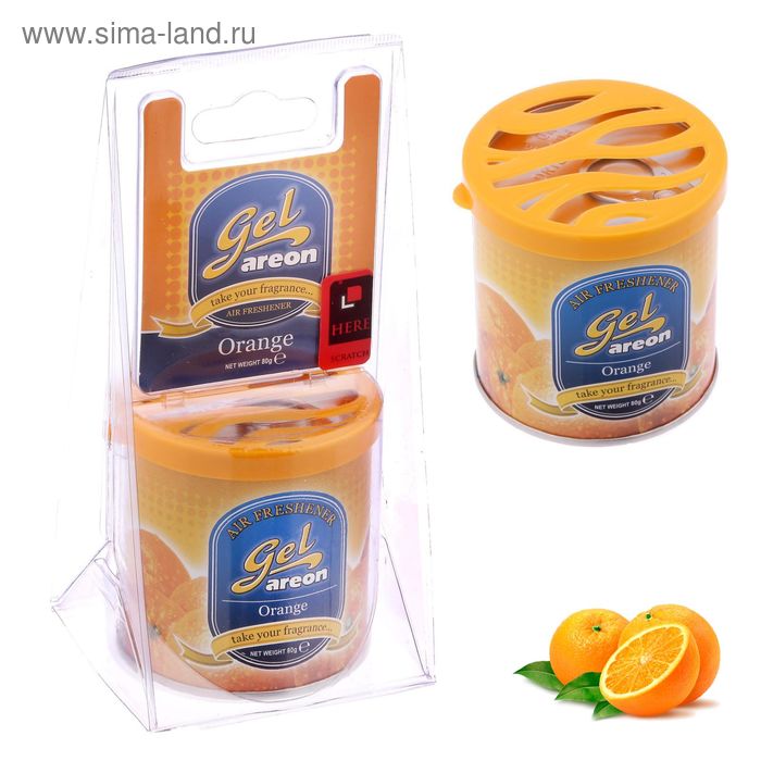 Ароматизатор Areon GEL CAN Blister, апельсин eol автомобильный ароматизатор areon perfume 35 ml blister утренняя свежесть
