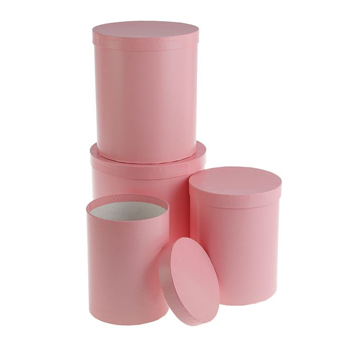 Набор круглых коробок 4в1 "Розовый", 23 х 23 х 25 - 15 х 15 х 20 см