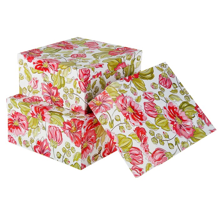 Набор коробок 3в1 "Нарциссы", 19 х 19 х 9,5 см - 15,5 х 15,5 х 6,5 см