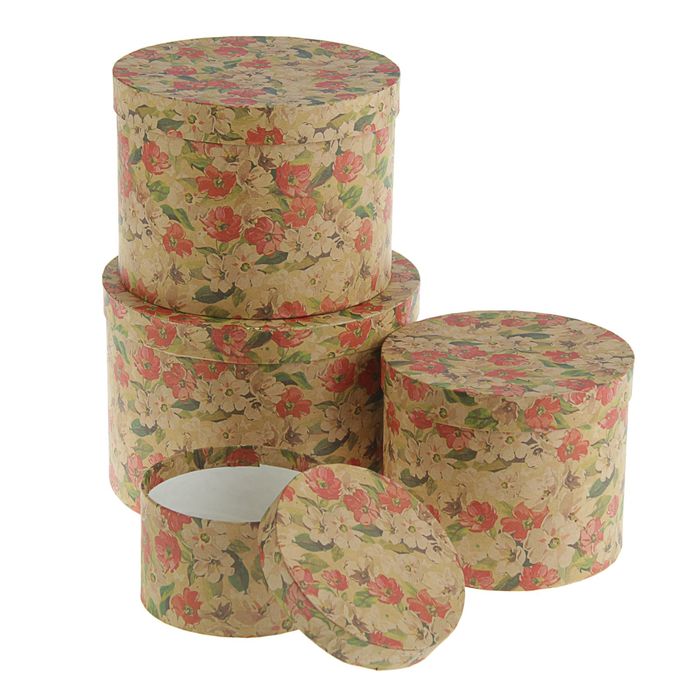 Набор коробок 4в1 "Акварель крафт", 23 х 23 х 16 - 13.5 х 13.5 х 8 см