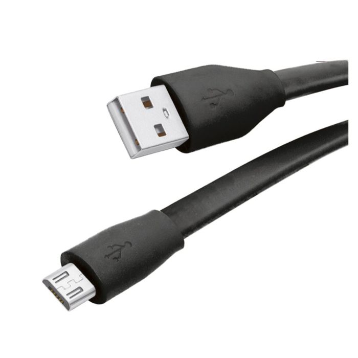 Кабель Partner microUSB 2.1А плоский черный (1м.) (ПР032978)