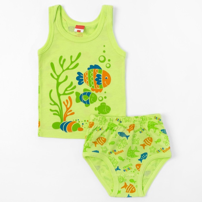 Комплект детский (майка, трусы), рост 68 см, цвет салатовый