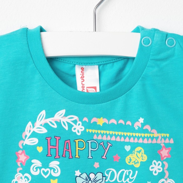 Футболка для девочки, рост 92 см, цвет бирюзовый