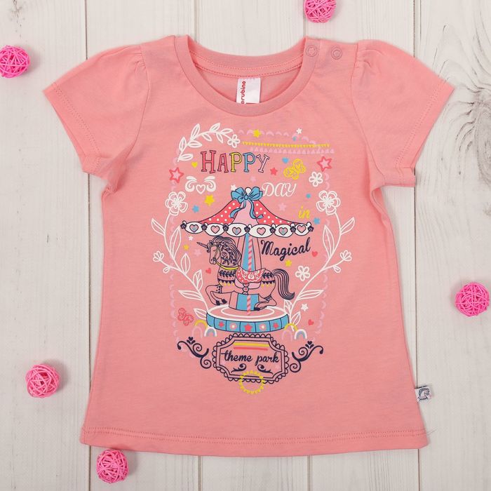 Футболка для девочки, рост 98 см, цвет коралловый