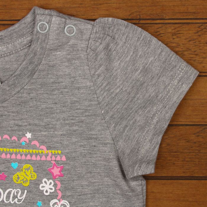 Футболка для девочки, рост 86 см, цвет серый меланж