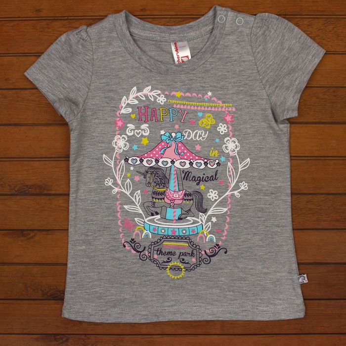 Футболка для девочки, рост 98 см, цвет серый меланж