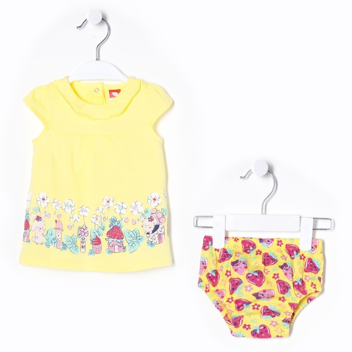 Комплект детский (платье, трусы), рост 62 см, цвет жёлтый