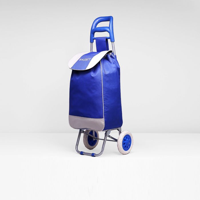 Сумка-тележка, хозяйственная, на колёсах, 33 л, цвет синий/серый