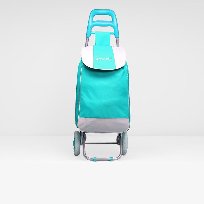 Сумка-тележка, хозяйственная, на колёсах, 33 л, цвет бирюзовый/серый