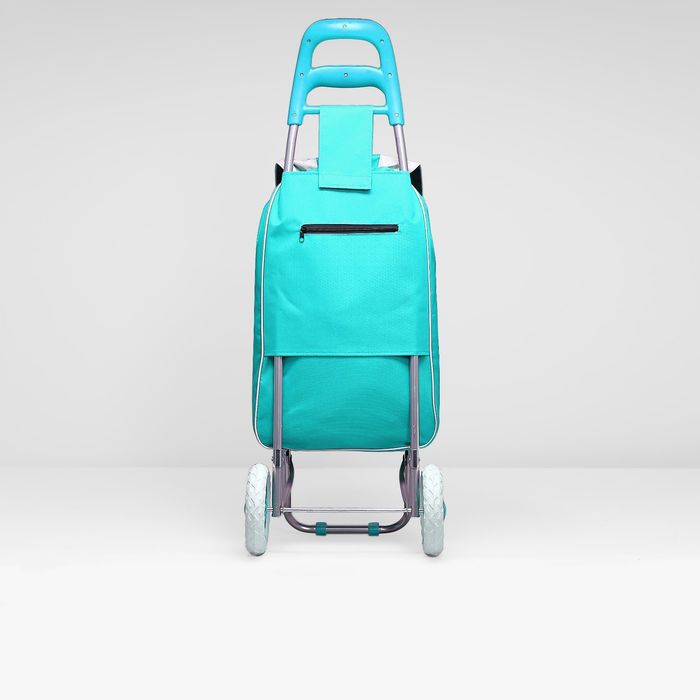 Сумка-тележка, хозяйственная, на колёсах, 33 л, цвет бирюзовый/серый