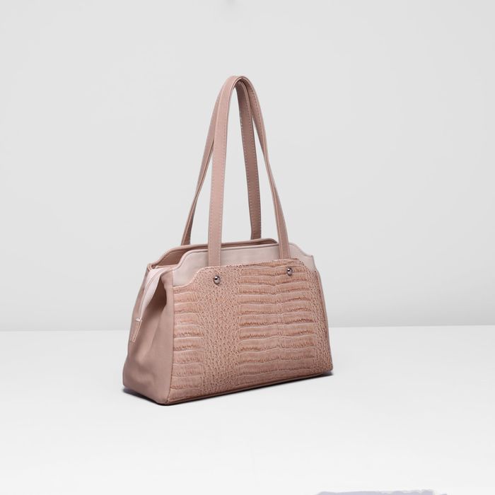 Сумка женская на молнии, 1 отдел, наружный карман, цвет бежевый