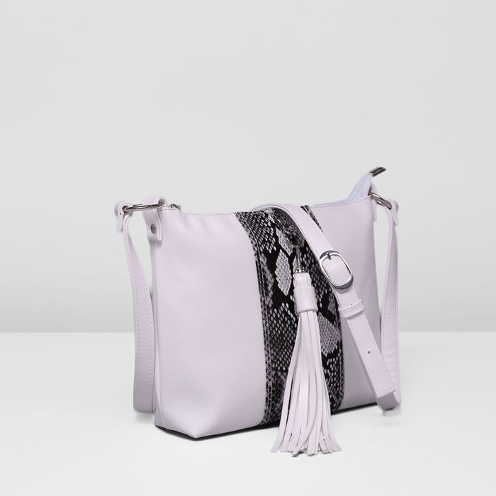 Сумка женская, 1 отдел на молнии, наружный карман, цвет белый/серый