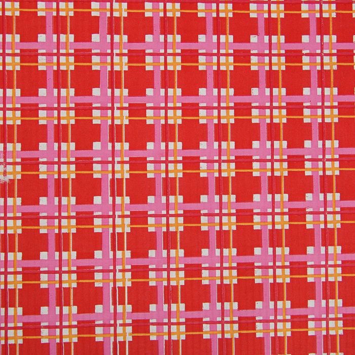 Бумага упаковочная крафт "Квадраты", красно-розовый, 0.5 х 10 м