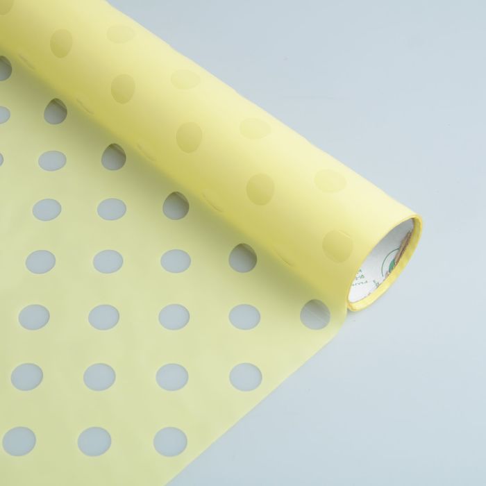 Плёнка для цветов и подарков "Горошек", цвет кремовый, 0,5 х 9 м, 30 мкм