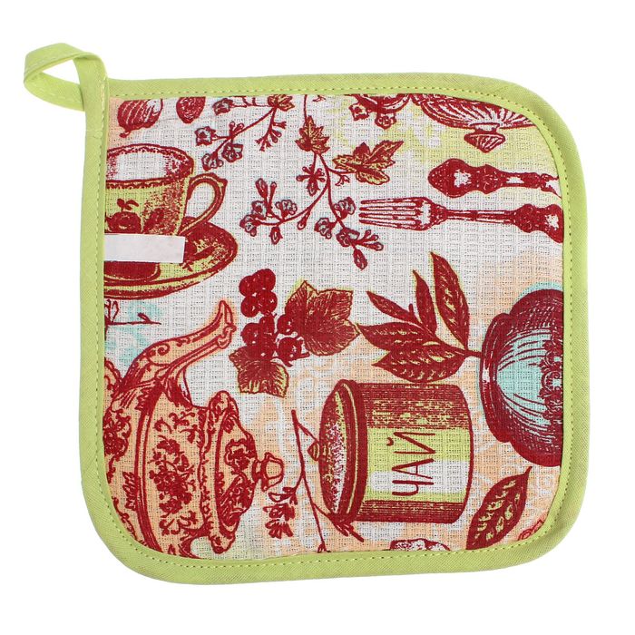 Прихватка "Доляна" Чайные традиции, размер 20х20 см, 100% хлопок, вафельное полотно 162г/м2