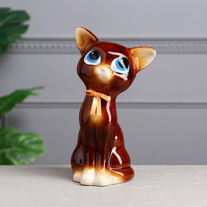 Копилка "Кошка Соня" 25 см, чёрный, глянец