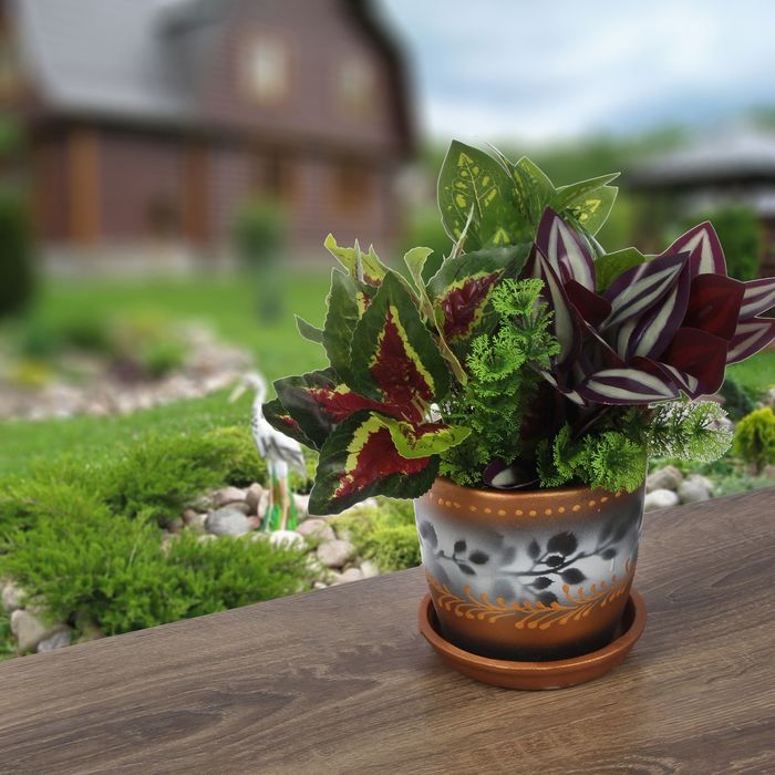 Кашпо 1 л, серо-коричневое