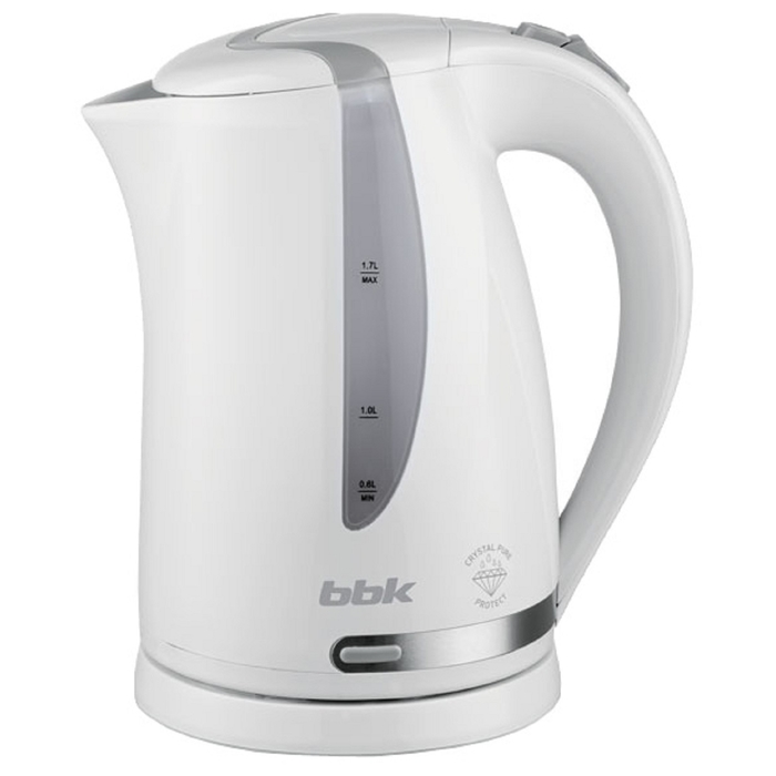 Чайник электрический BBK EK1708P, 2200 Вт, 1.7 л, белый/серебро