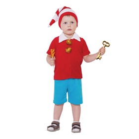 Карнавальный костюм от 1,5-3-х лет 'Буратино красный', велюр, колпак, куртка, штаны, рост 92-98 см Ош