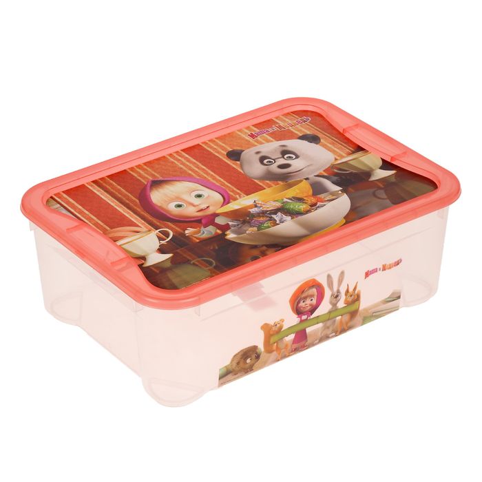 Ящик для игрушек "Маша и Медведь", коралловый