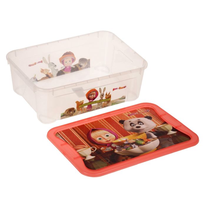 Ящик для игрушек "Маша и Медведь", коралловый