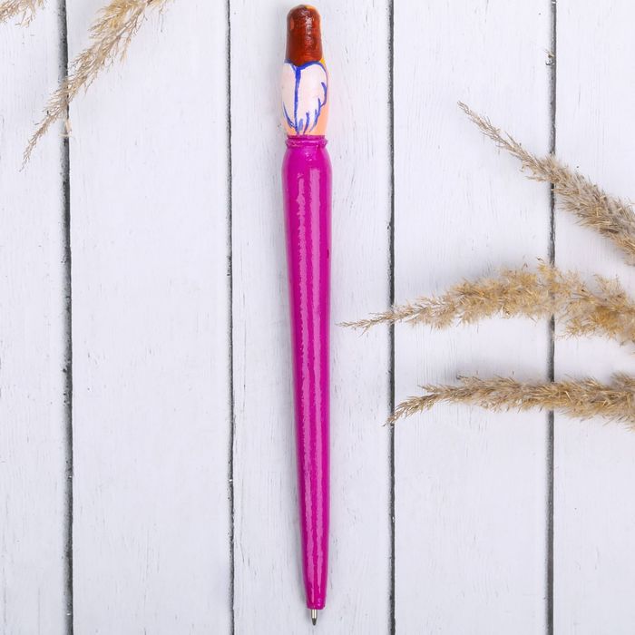 Ручка деревянная, матрешка "Бог любит тебя", 17 см