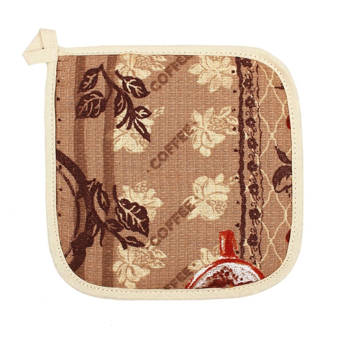 Прихватка "Доляна" Кофейный купаж, размер 20х20 см, 100% хлопок, вафельное полотно 162г/м2