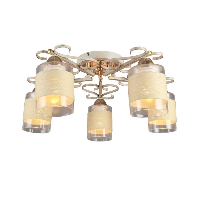 Люстра "София" 5 ламп 60Вт Е27 бежевый-золото