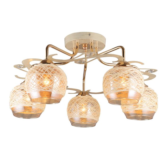 Люстра "Мелисса" 5 ламп 60Вт Е27 золото-бежевый