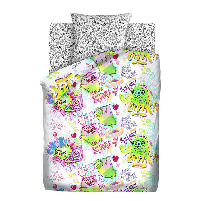 КПБ 1,5сп Angry Birds Плохие свинки 143х215, 150х214, 50х70 1шт, Бязь 125 гр. хл100%