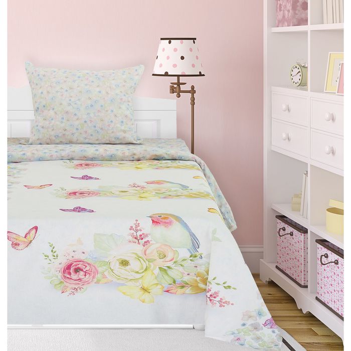 Постельное бельё 1,5сп FOR YOU "Птичка", 143х215, 150х214, 70х70 1шт, Бязь 125 г/м