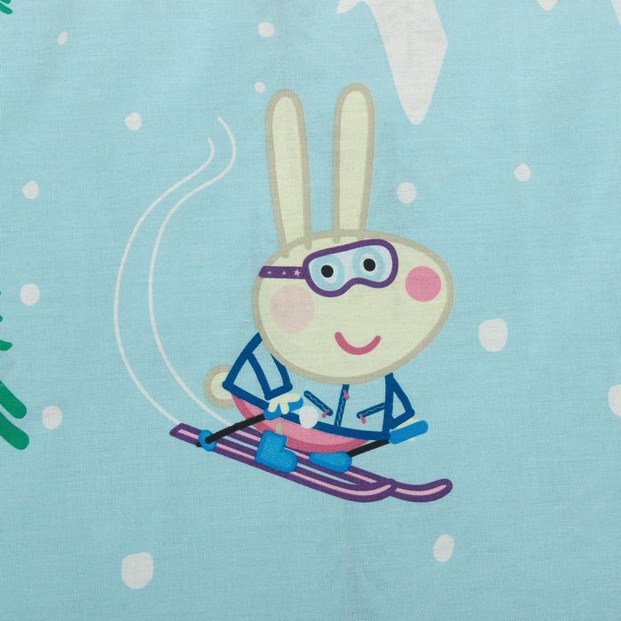 КПБ 1,5сп Свинка Пеппа Джордж на лыжах 143х215, 150х214, 70х70 1шт, Бязь 125 гр. хл100%