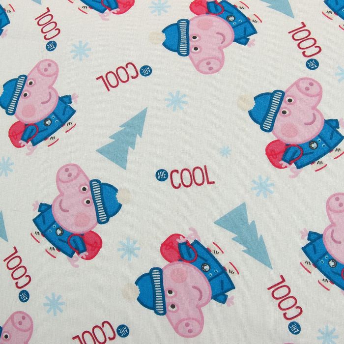 КПБ 1,5сп Свинка Пеппа Джордж на лыжах 143х215, 150х214, 70х70 1шт, Бязь 125 гр. хл100%
