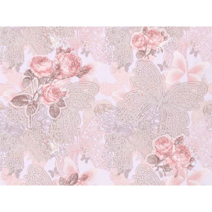 Обои акриловые 7104 (01) ПЕНА Флай бабочки-цветы пудровые 0,53x10 м