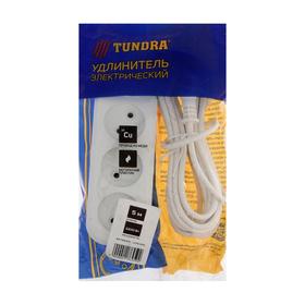 

Удлинитель TUNDRA, 3 розетки, 5 м, 10 А, 2200 Вт, ПВС 2х0.5 мм2, без з/к, белый