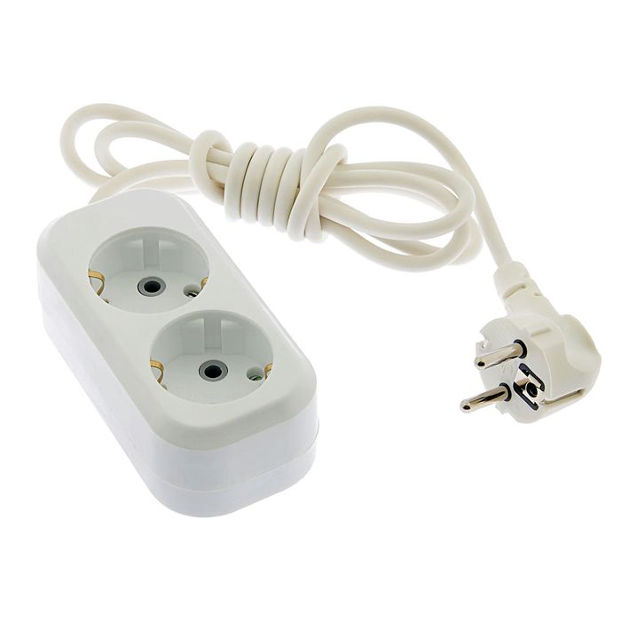 Удлинитель TUNDRA, 2 розетки, 1.7 м, 16 А, ПВС 3х0.75, с з/к, ГОСТ