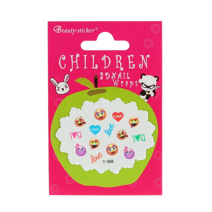 Наклейки для ногтей "Смайлик влюблённый", цвет МИКС