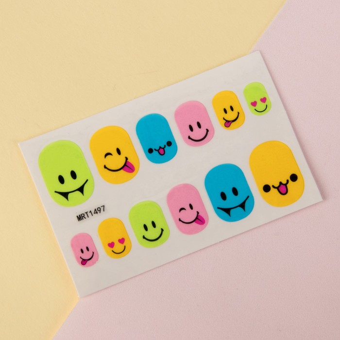 Наклейки для ногтей "Смайл", цвет МИКС