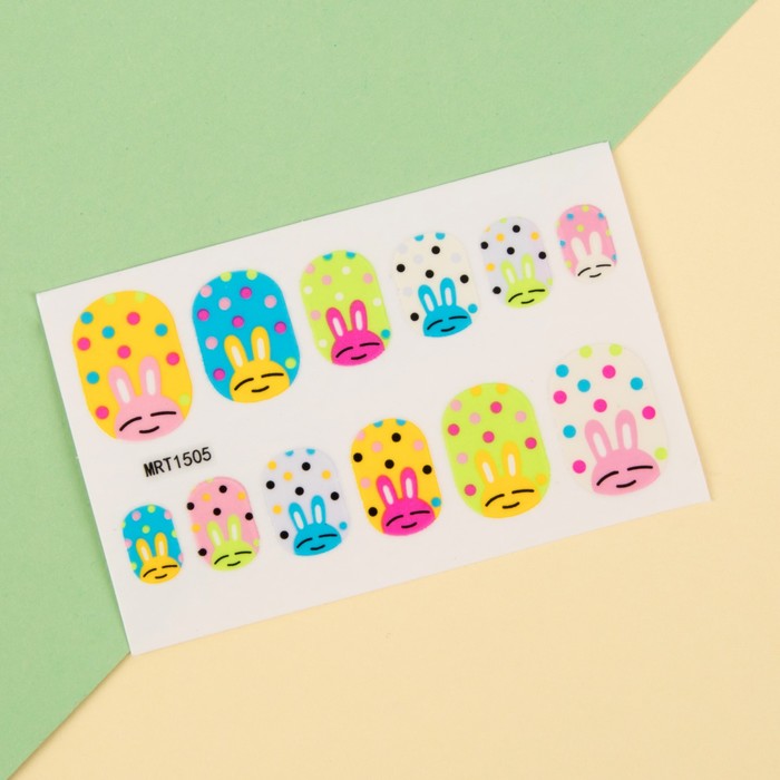 Наклейки для ногтей "Зайки/горошек", цвет МИКС