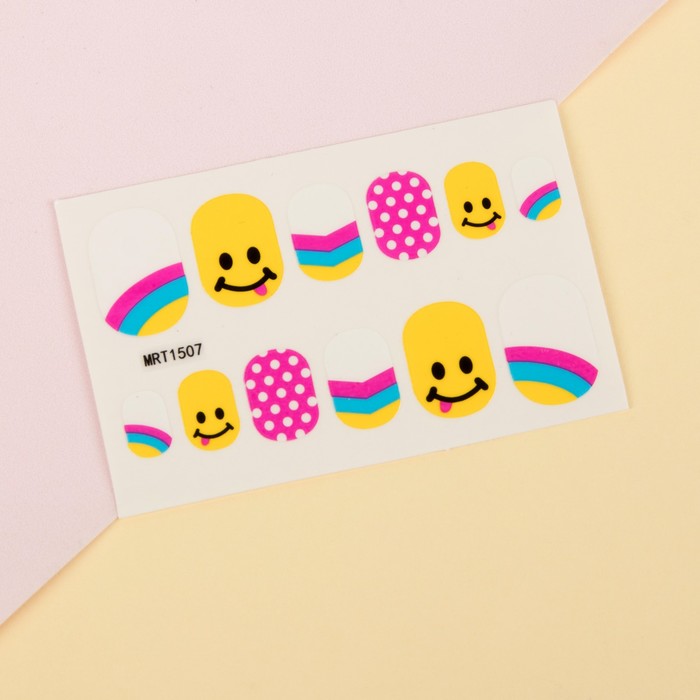 Наклейки для ногтей "Смайл/радуга", цвет МИКС
