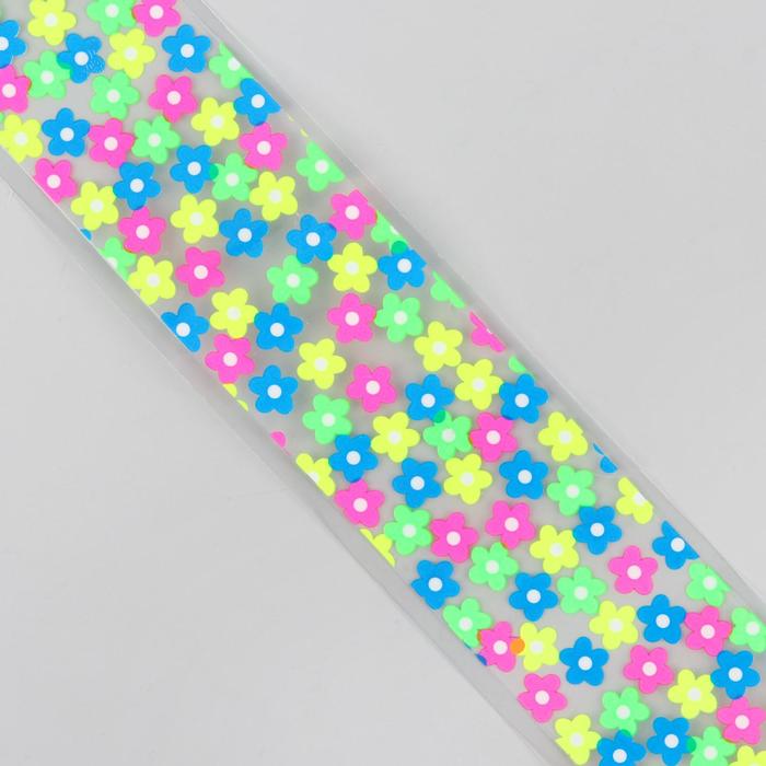 Слайдер-дизайн для ногтей "Цветы", неоновый, цвета МИКС