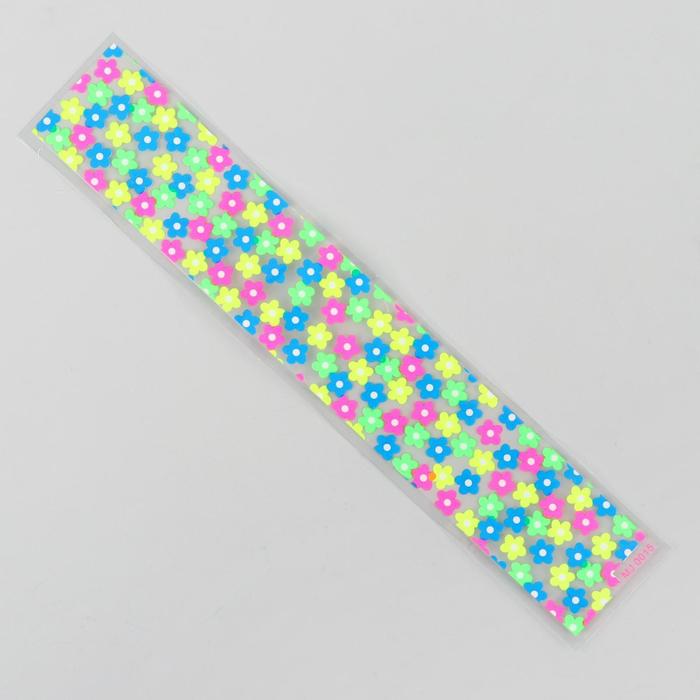 Слайдер-дизайн для ногтей "Цветы", неоновый, цвета МИКС