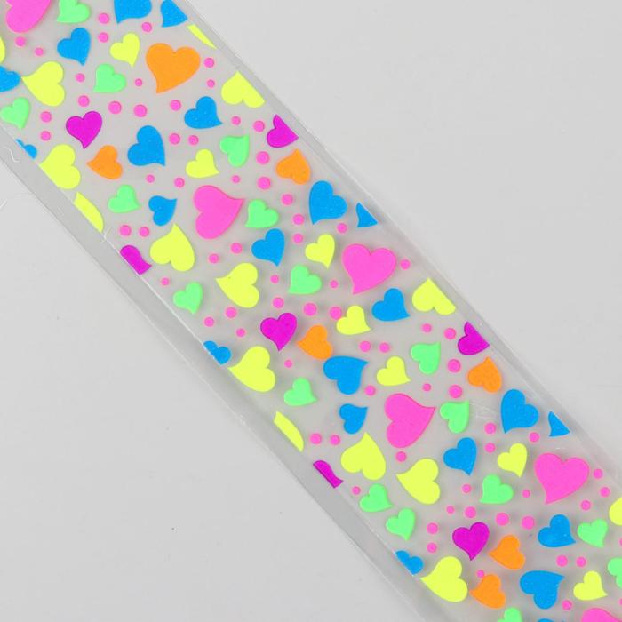 Слайдер-дизайн для ногтей "Сердечки", неоновый, цвета МИКС